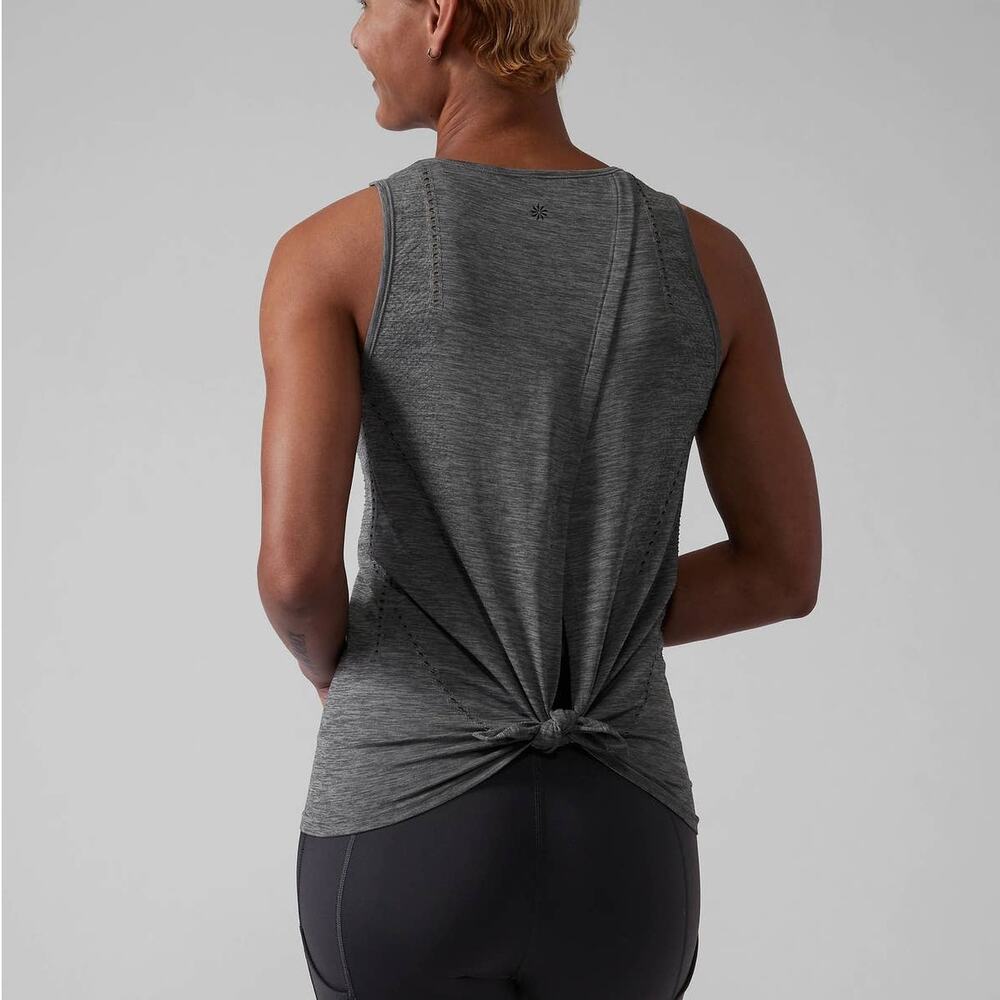 Athleta Solid Gray Foothill Seamless Flyaway Yoga Pilates Casual Athleisure Tank